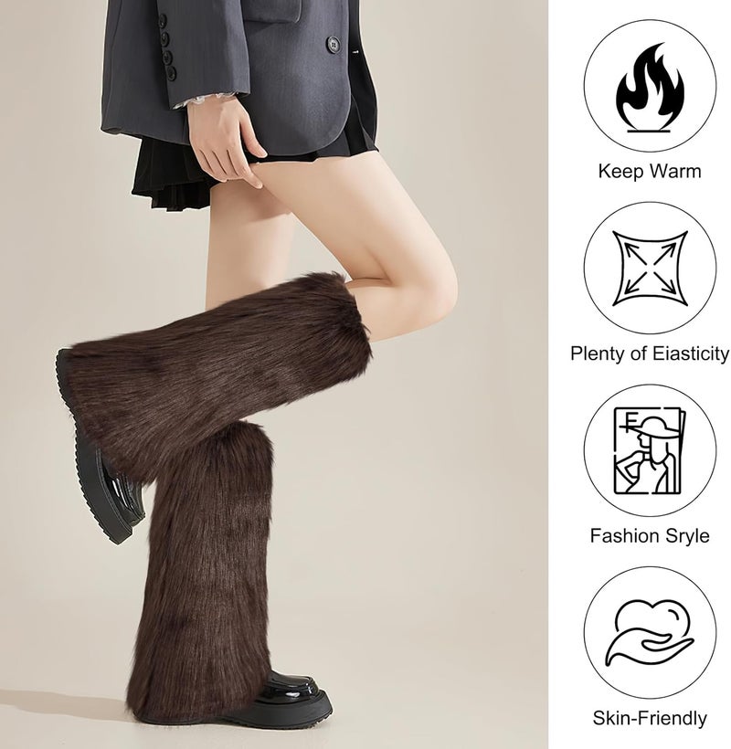 XEPST Faux Fur Fuzzy Leg Warmers Furry Boot Covers for Women, Warm Fuzzy Boot Cuff Boot Sleeves Leg Warmers for Party Costume - Image 4